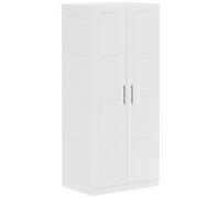 HOMCOM White Double Wardrobe 80cm Soft Close with Shelves and Hanging Space Sturdy Double Paneled Door Aosom UK