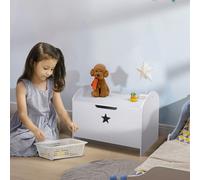 HOMCOM Kids Wooden Toy Children Box Storage Organizer Side Handle White - White - 62 x 40 x 46.5 cm