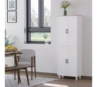 HOMCOM White Kitchen Cabinet with 5 Adjustable Shelves, 4 Doors, Anti-Tip Straps, 170.5 cm Tall (60W x 30D) 835-925V80WT