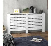 Homcom Painted Radiator Cover Wooden Cabinet Shelving Display Horizontal Slats In White White
