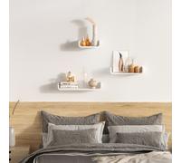 HOMCOM White U-Shaped Floating Wall Shelf Set - 3-Piece Wall-Mounted Display (60/45/30 cm, 8kg per shelf) 02-0631