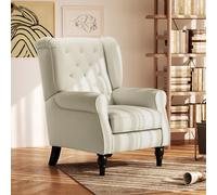HOMCOM Wingback Accent Chair Snow Flannel 74 x 86 x 102 cm, Cream White