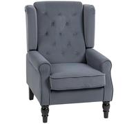 HOMCOM Wingback Accent Chair - Velvet Armchair with Thick Spring Cushi