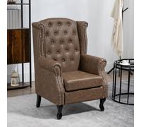 HOMCOM Chesterfield-style Wing Back Armchair Tufted Accent Chair Brown