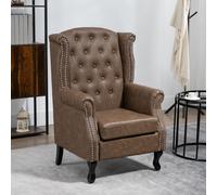 HOMCOM Chesterfield-style Wing Back Armchair Tufted Accent Chair Brown