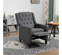HOMCOM Button Tufted Microfibre Cloth Recliner for Living Room - Charcoal grey - Polyester - 68W x 88D x104Hcm