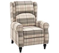 HOMCOM Wingback Recliner Armchair for Living Room, Pushback Reclining Chair with Round Armrests, Footrest and Rubber Wood Legs, Khaki