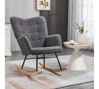 HOMCOM Wingback Rocking Chair for Nursing w/ Steel Frame Dark Grey