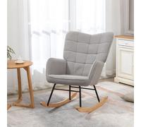 Homcom Wingback Rocking Chair For Nursing W/ Steel Frame Light Grey