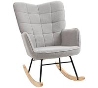 Homcom Wingback Rocking Chair For Nursing W/ Steel Frame Light Grey Light Grey