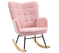 HOMCOM Wingback Rocking Chair for Nursing w/ Steel Frame Pink