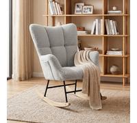 Homcom Tufted Rocking Chair With Side Pockets In Light Grey Light Grey
