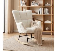 Homcom Wingback, Tufted, Rocking Chair, With Side Pockets, Cream White