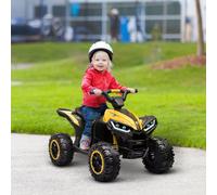 HOMCOM Women's 12V Quad Bike, Ride-On ATV w/ Forward Reverse Function Music in Yellow HOMCOM Yellow