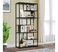 Homcom Wood Bookshelf Industrial Style Stand 6-Tier Living Room Display Rack In Brown Brown