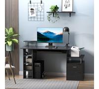 HOMCOM Computer Desk PC Workstation with Drawer Shelves CPU Storage Rack Home Office Furniture (BLACK) Aosom UK