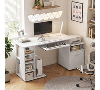 Homcom Wood Computer Desk Laptop Workstation Drawer Shelf For Home Office In White White