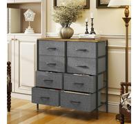 HOMCOM "Wood-effect top for display room;","Eight fabric drawers for ample storage;","Powder coated steel frame for a strong core;" - Rustic Brown