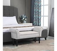 HOMCOM Wood, Flannelette, Sponge 2 Seat Bed Side Bench 4 Legs Grey 1,020 x 310 x 510 mm