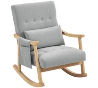 HOMCOM Wood Frame Rocking Accent Chair - Light Grey