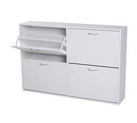 HOMCOM Wooden Shoes Cabinet Multi Flip Down Shelf Drawer Organizer - Dark Brown - White