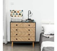 HOMCOM 5-Drawer Storage Cabinet Chest with Metal Handles Bedroom Living Room