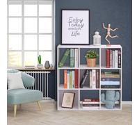 HOMCOM Wooden 9 Cube Storage Cabinet Unit 3 Tier Bookcase Shelves in White HOMCOM White