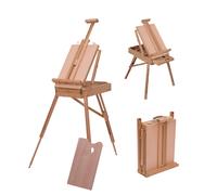 Wooden Tripod Art Easel Portable Sketch Drawing Box Artist Painting HOMCOM Light Brown One Size