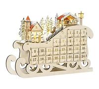 HOMCOM Wooden Christmas Advent Calendar with 10 Warm White Lights and 24 Drawers