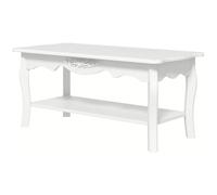 Homcom Wooden Coffee Tea Table Modern White Shelf Storage Living Room Home Furniture White