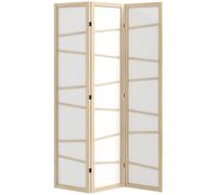 HOMCOM Wooden Folding Privacy Screen, 3 Panel Room Divider for Bedroom, Natural Wood Finish