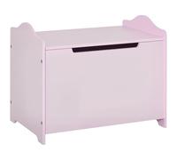 HOMCOM Wooden Kids Toy Box Children Storage Organizer Chest Safety Hinge Playroom Furniture Pink