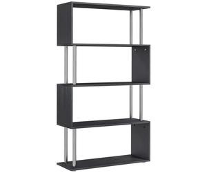 HOMCOM Wooden S Shape Storage Display Unit Bookcase Bookshelf Room Divider Black