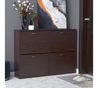 Homcom Wooden Shoe Cabinet Multi Cabinet Flip Down Shelf Drawer Organiser For Hallway In Dark Brown Dark Brown One Size