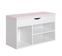HOMCOM Wooden Shoes Cabinet Bench Hidden Storage Padded Seat Organiser