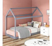 Homcom Wooden Single Bed Frame With Tree House Style, Grey, Grey