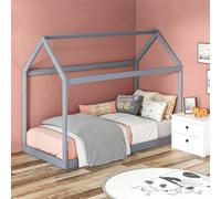 HOMCOM Wooden Single Bed Frame with Tree House Style, Grey