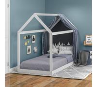 HOMCOM Wooden Single Bed Frame with Tree House Style, White