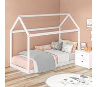 HOMCOM Wooden Single Bed Frame with Tree House Style, White