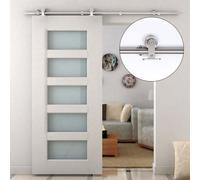 HOMCOM Wooden Sliding Door Kit Stainless Steel Smooth Operation Hardware Track Kit System Unit For Single Door 2000mm | TJ Hughes