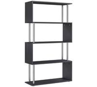Homcom Wooden Storage Display Unit Bookshelf Bookcase Dividers S Shaped In Black Black