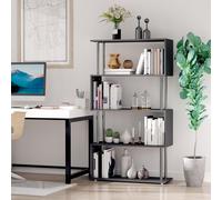 HOMCOM Wooden Storage Display Unit Bookshelf Bookcase Dividers S Shaped in Black HOMCOM Black