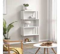 HOMCOM Wood Effect S Shape Storage Unit Bookcase Room Divider White, White