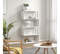 HOMCOM Wood Effect S Shape Storage Unit Bookcase Room Divider White, White