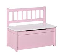 HOMCOM Wooden Toy Box Toy Storage Organizer with the Backrest, the Lid Fitted with a Gas Rod, Safe for Children, Pink Aosom UK