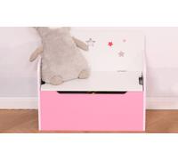 HOMCOM Kids Two-In-One Storage Box and Seat- White & Pink | TJ Hughes