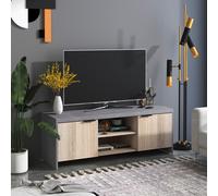 HOMCOM Wooden TV Stand Cabinet Home Furniture Entertainment Unit Storage Shelves - Grey