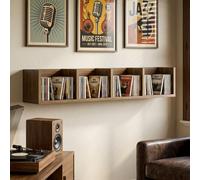 HOMCOM Wooden Wall-Mounted Storage Media Display Shelf Center Rack, Walnut