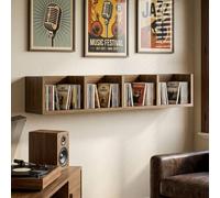 Homcom Wooden Wall-Mounted Storage Media Display Shelf Center Rack, Walnut Walnut