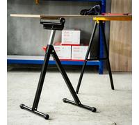 Homcom Roller Support Stand Metal Heavy Duty Adjustable Foldabl In Black Black